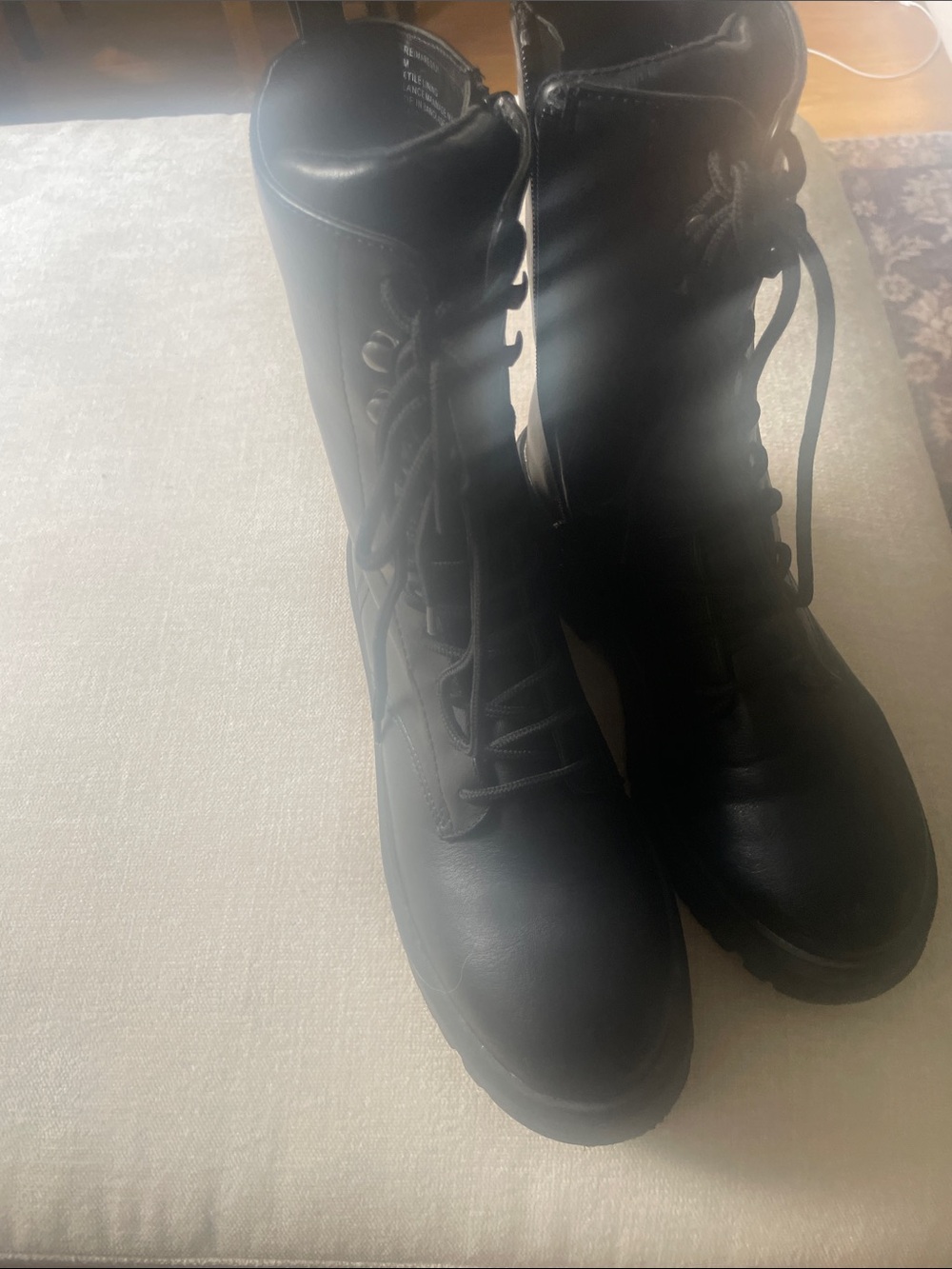 Madden Girl Black Lace-Up Combat Boots with Side Zip never worn